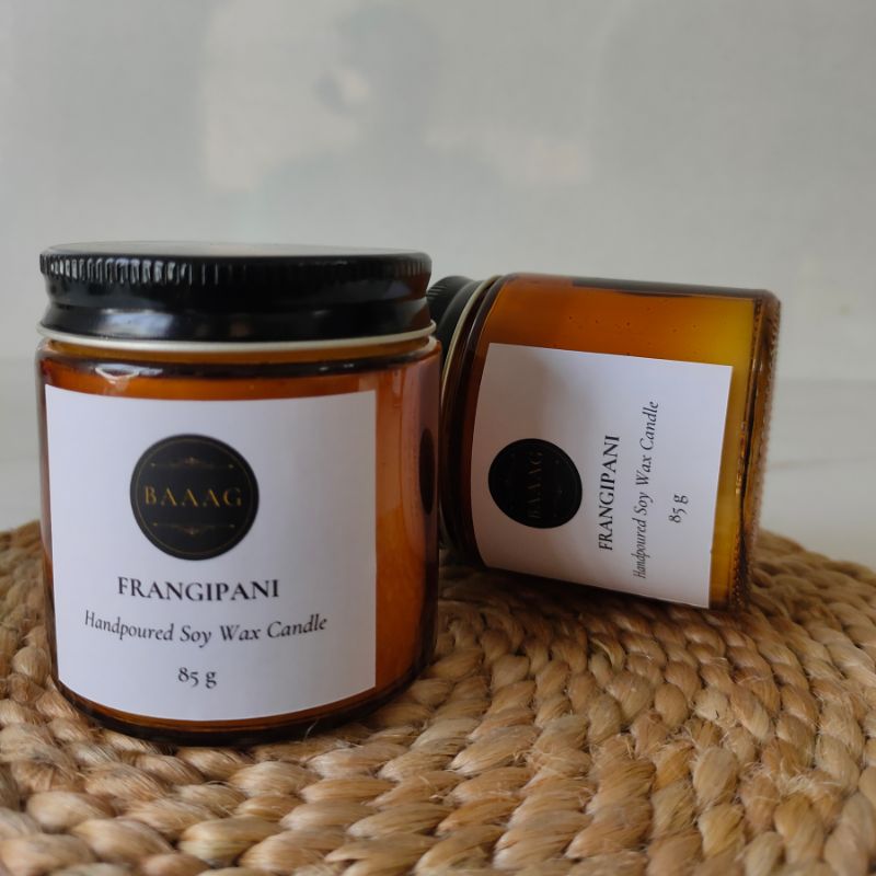 Frangipani Scented Soy Wax Candle – Natural & Long Lasting – Candles & Fragrances on Brown Living™. SKU: BGSC000010. Img 4.