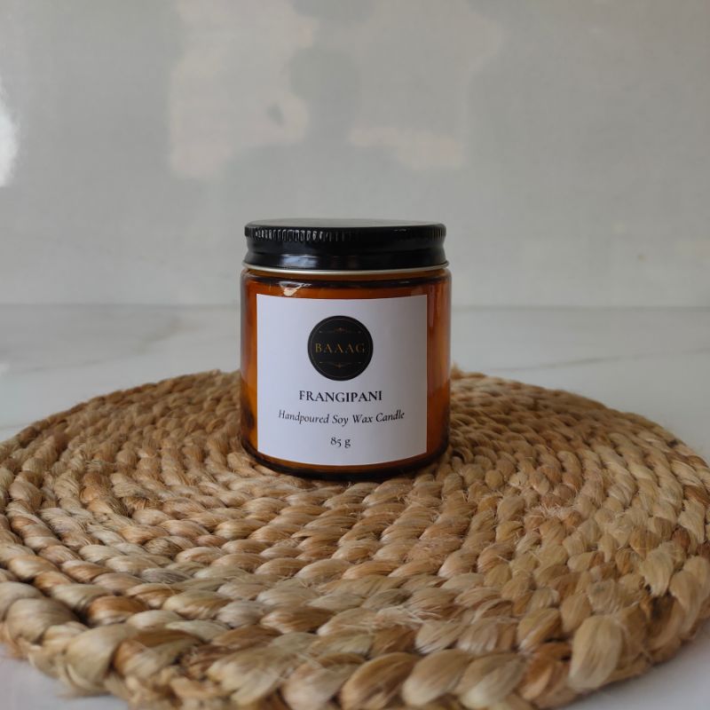 Frangipani Scented Soy Wax Candle – Natural & Long Lasting – Candles & Fragrances on Brown Living™. SKU: BGSC000010. Img 5.