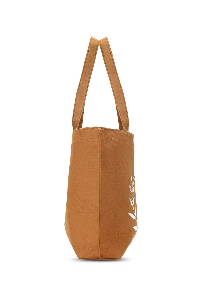 Free and Wild - Premium Cotton Canvas Tote Bag with Zip - Tan | Verified Sustainable by Brown Living™