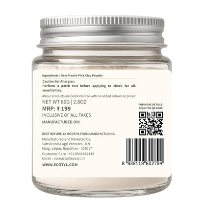 French Pink Clay | Gentle Detox Clay | Skin Brightening | 80g – Face Mask by Ecotyl available on Brown Living™. . SKU: ECOTYL00043. Img 6.