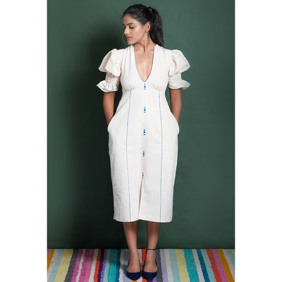 Freya Tea Length Dress | Elegant Midi Dress for Women | Timeless Style – Womens Dress on Brown Living™. SKU: DL0132XSn. Img 1.