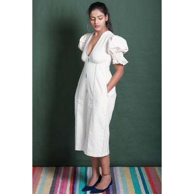 Freya Tea Length Dress | Elegant Midi Dress for Women | Timeless Style – Womens Dress on Brown Living™. SKU: DL0132XSn. Img 3.