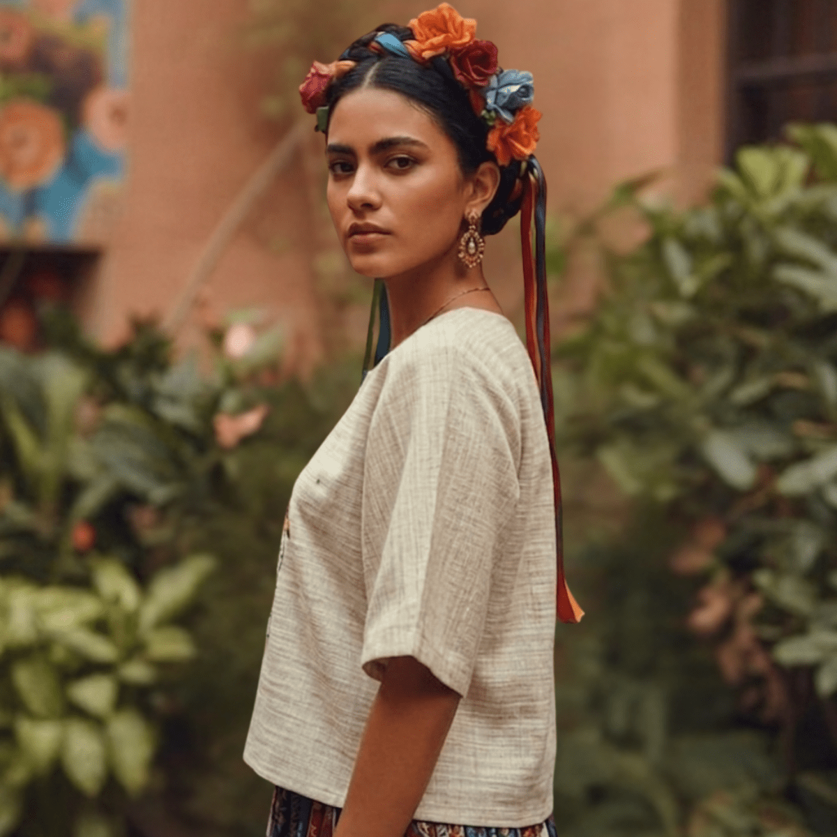 Frida Handwoven Khadi & Ajrakh Anti - Fit Top | Slow Fashion – Womens Top on Brown Living™. SKU: AS-WT-XS. Img 3.