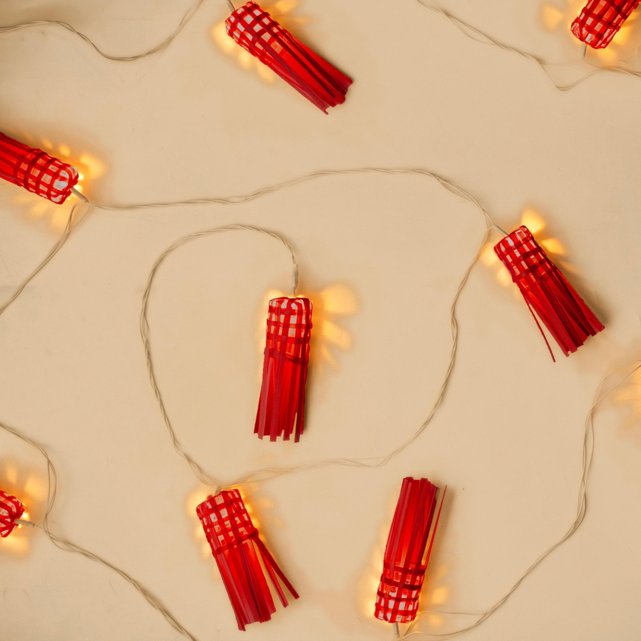 Frill Handcrafted Bamboo String Lights – Decorative Festive Lighting – Home Decor on Brown Living™. SKU: BEDE - 720R. Img 1.