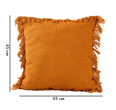 Fringes Elegance Cotton Cushion | Textured Decorative Cushion – Pillow on Brown Living™. SKU: TEE-25762. Img 5.