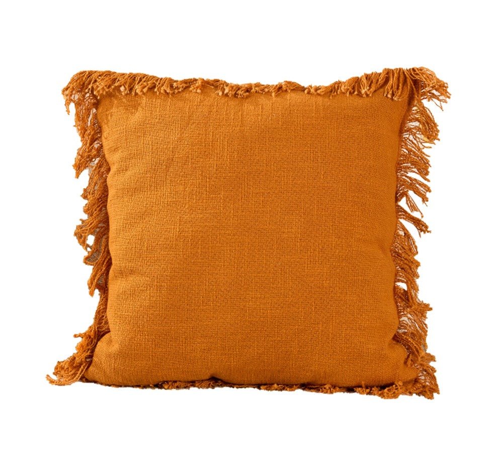 Fringes Elegance Cotton Cushion | Textured Decorative Cushion – Pillow on Brown Living™. SKU: TEE-25762. Img 3.