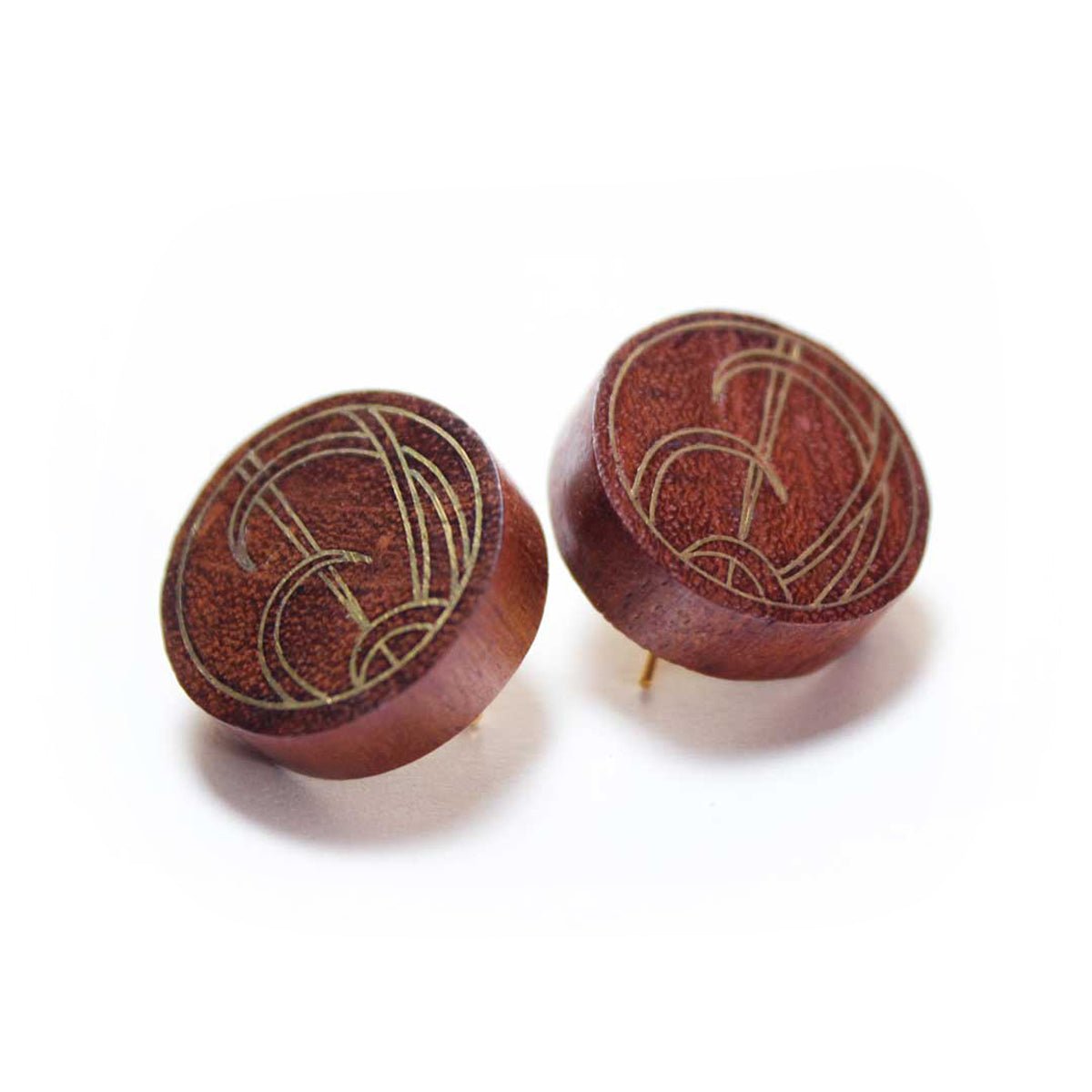 Frondes Taarkashi Wooden Earring - Brass Inlay Craft – Jewellery on Brown Living™. SKU: UATRWJ006. Img 1.