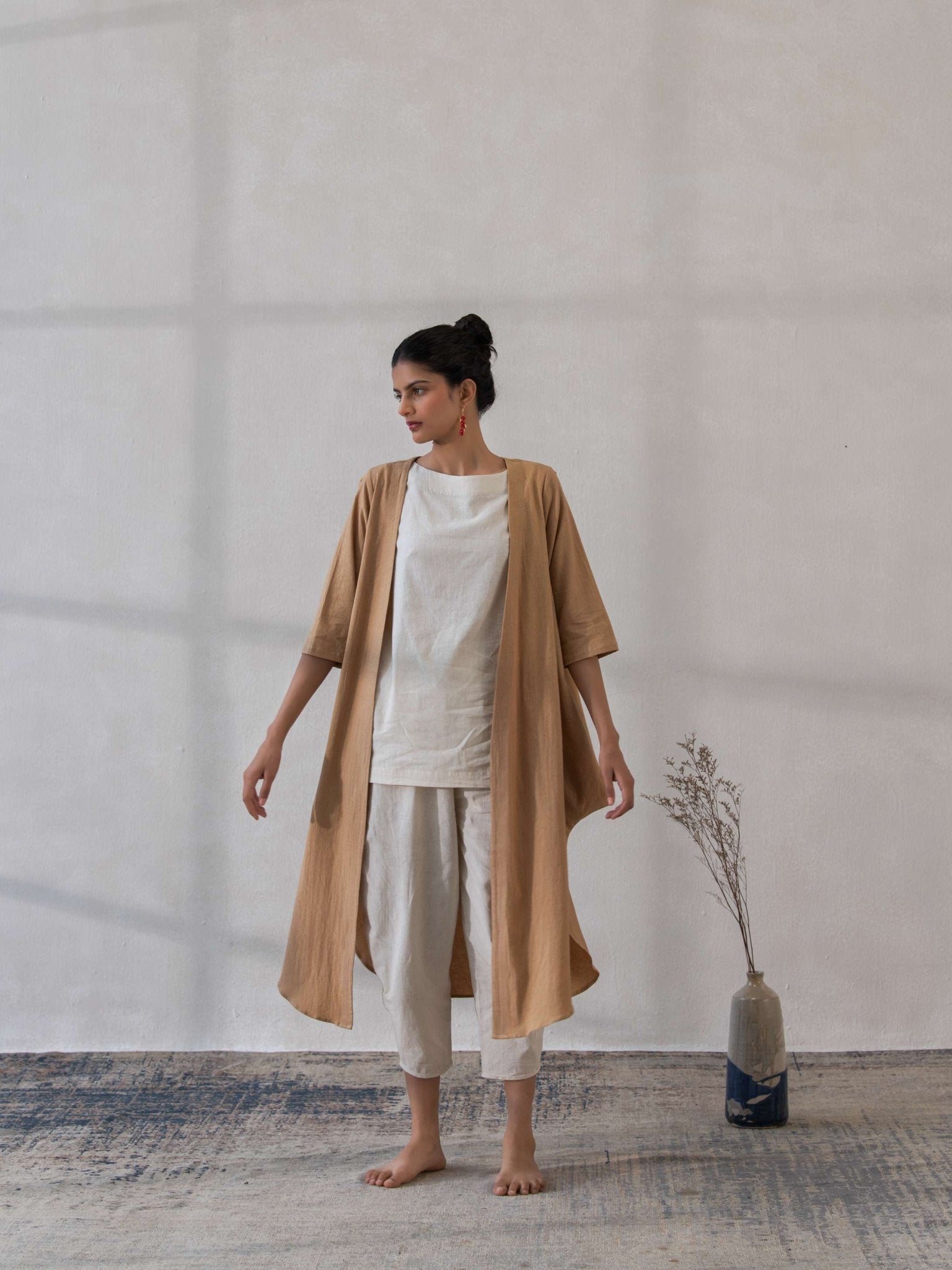 Front Open Cowl Kala Cotton Jacket | Stylish & Comfortable – Womens Jacket on Brown Living™. SKU: DCSS25L03S. Img 5.