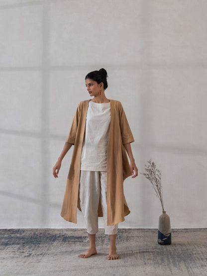 Front Open Cowl Kala Cotton Jacket | Stylish & Comfortable – Womens Jacket on Brown Living™. SKU: DCSS25L03S. Img 5.