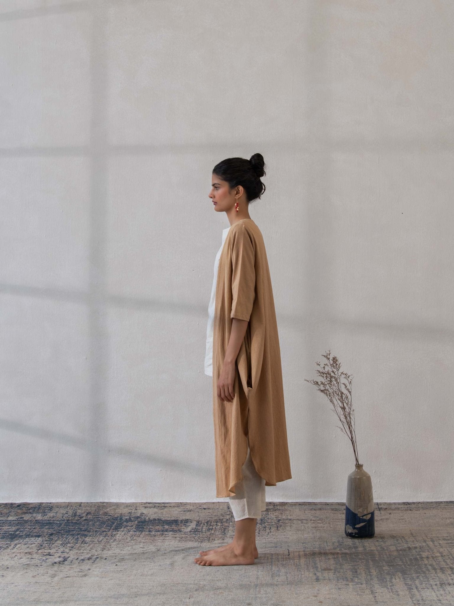 Front Open Cowl Kala Cotton Jacket | Stylish & Comfortable – Womens Jacket on Brown Living™. SKU: DCSS25L03S. Img 6.