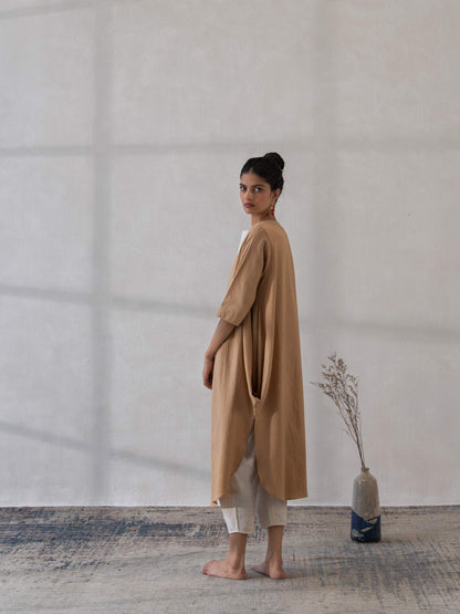 Front Open Cowl Kala Cotton Jacket | Stylish & Comfortable – Womens Jacket on Brown Living™. SKU: DCSS25L03S. Img 4.