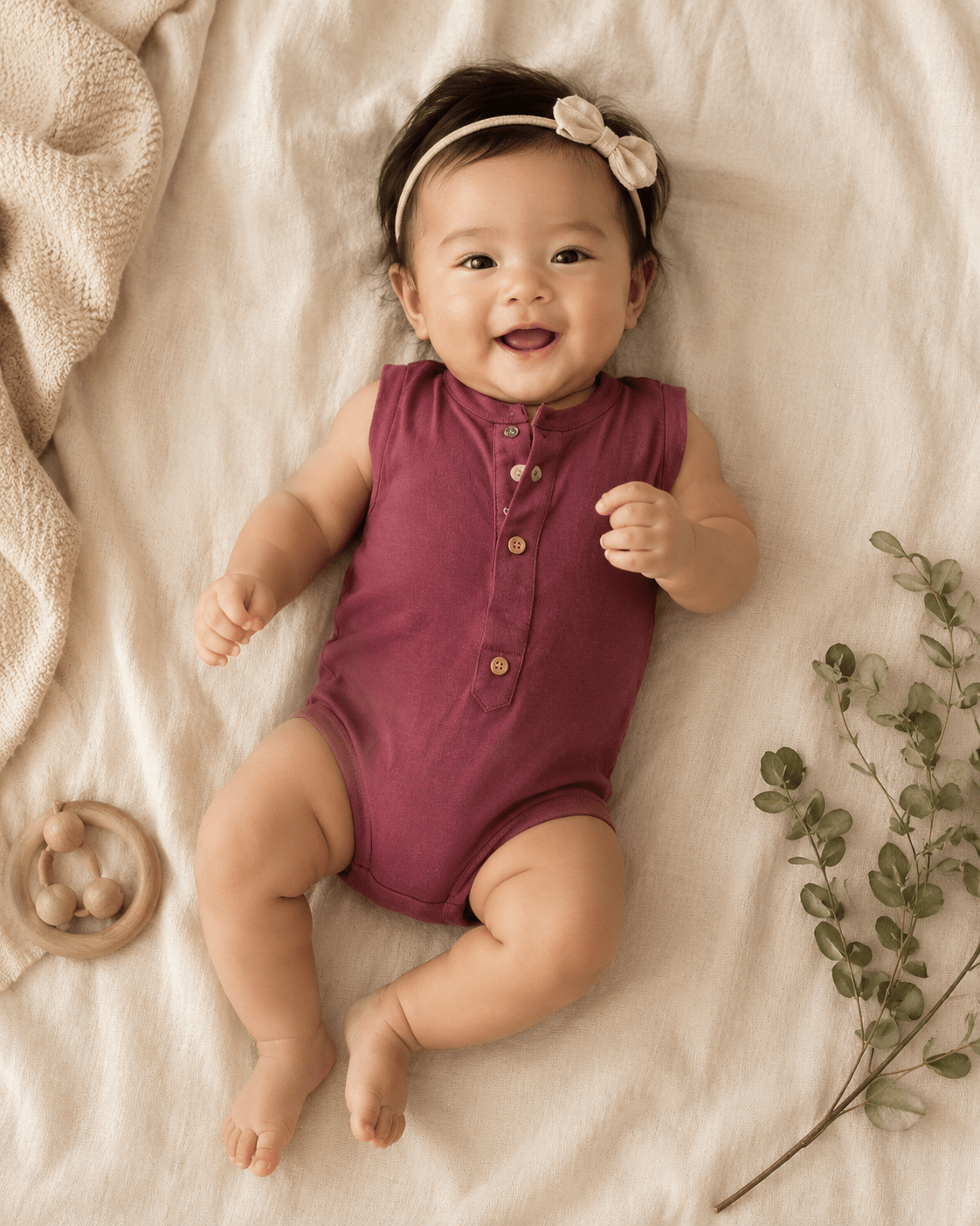 Front Open Herb Dyed Baby Suit For Easy Wear & Comfort – Kids Daywear Sets on Brown Living™. SKU: BSV03001. Img 1.