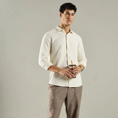 Frost Waffle Shirt – Textured Cotton Shirt for Men – Mens Shirt on Brown Living™. SKU: WH - WT - F - S. Img 3.