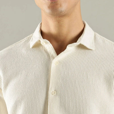 Frost Waffle Shirt – Textured Cotton Shirt for Men – Mens Shirt on Brown Living™. SKU: WH - WT - F - S. Img 5.