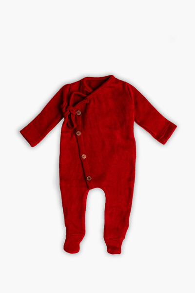 Full Onesie for Babies | Pure Wool Herbal Dyed Full Sleeved Tee – Kids Daywear Sets on Brown Living™. SKU: OMR03006. Img 2.