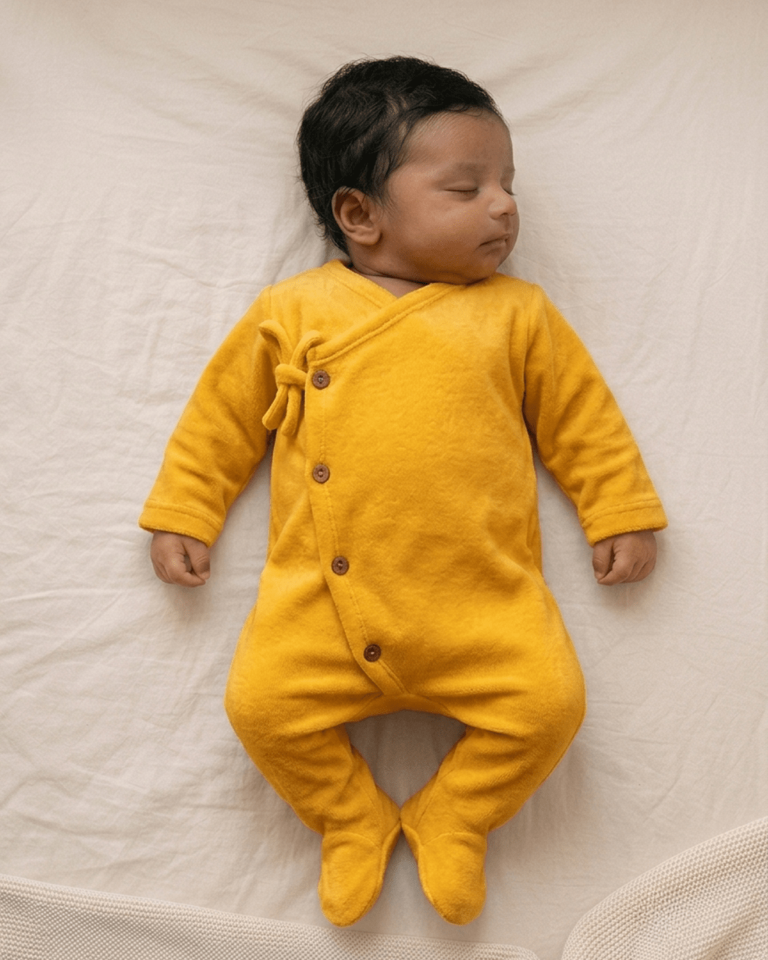 Full Onesie for Babies | Pure Wool Herbal Dyed Full Sleeved Tee – Kids Daywear Sets on Brown Living™. SKU: OSY03001. Img 4.