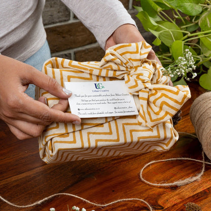 Furoshiki Fabric Gift Wraps in 100% cotton - Assorted Set of 3 – Gift Wrapping on Brown Living™. SKU: FFW - 3S13 - IB. Img 7.