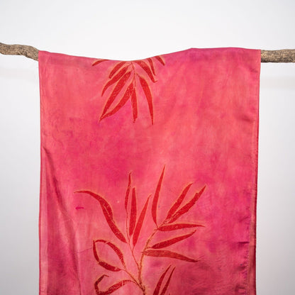 Fuschia Eucalyptus Silk Scarf – Handcrafted Natural Silk Stole – Womens Scarf on Brown Living™. SKU: scarffuschia. Img 6.