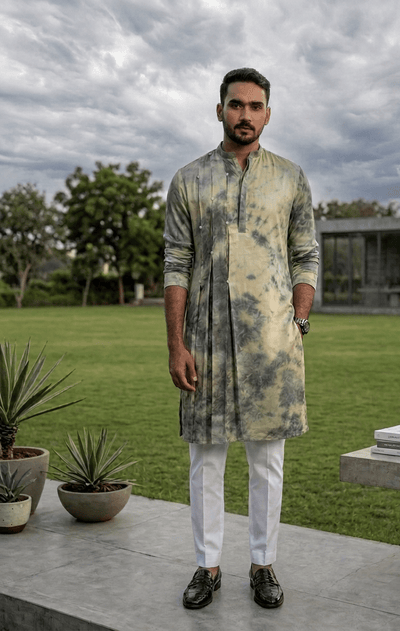 Gael Kurta | Minimal Cotton Kurta for Men | Everyday Ethnic Wear – Mens Ethnic Sets on Brown Living™. SKU: TMS0171-XsN. Img 7.