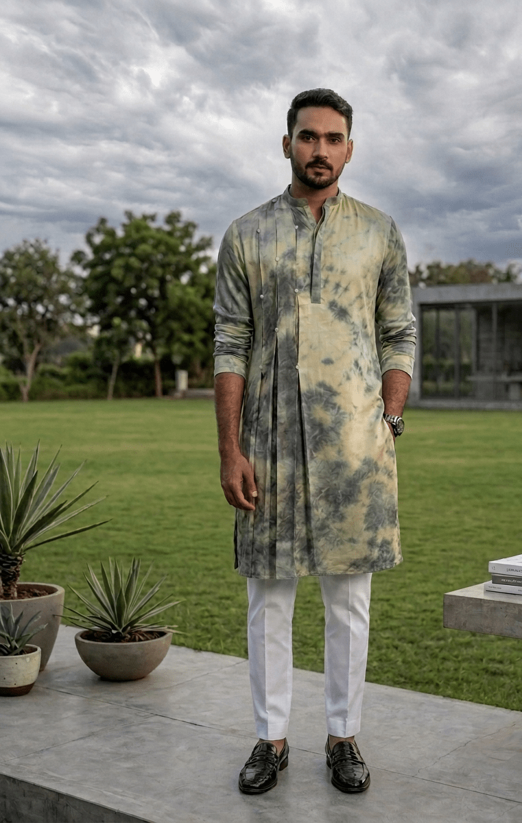 Gael Kurta | Minimal Cotton Kurta for Men | Everyday Ethnic Wear – Mens Ethnic Sets on Brown Living™. SKU: TMS0171-XsN. Img 7.
