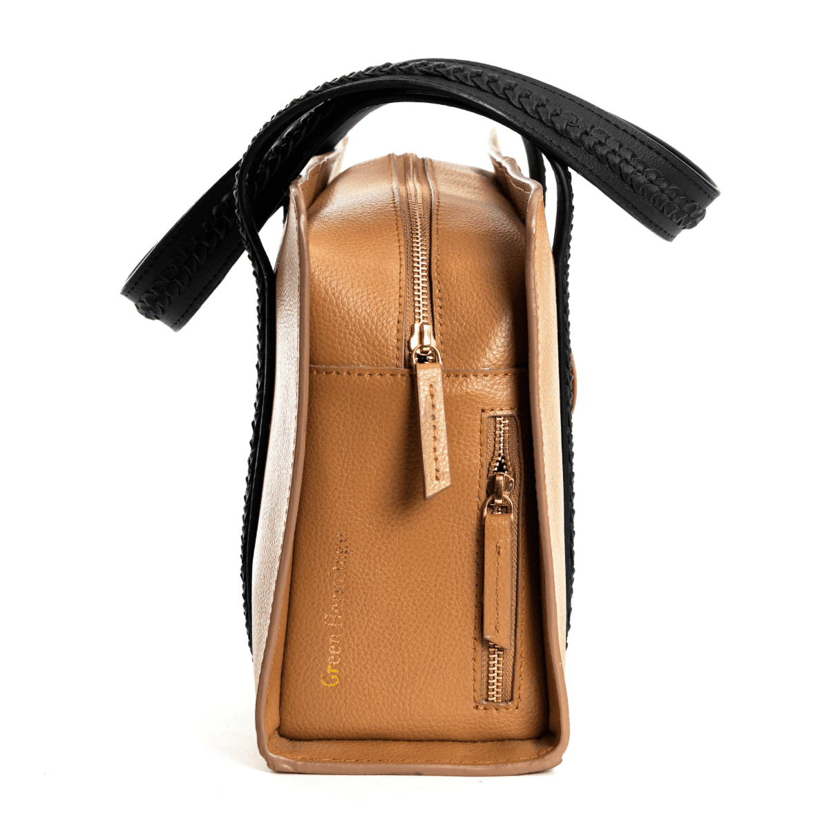 Gaia Vegan Leather Shoulder Bag (Black & Gold) – Shoulder Bags on Brown Living™. SKU: SGH-2003. Img 14.
