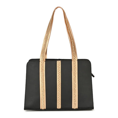 Gaia Vegan Leather Shoulder Bag (Black & Gold) – Shoulder Bags on Brown Living™. SKU: SGH2002_24BL2937. Img 4.