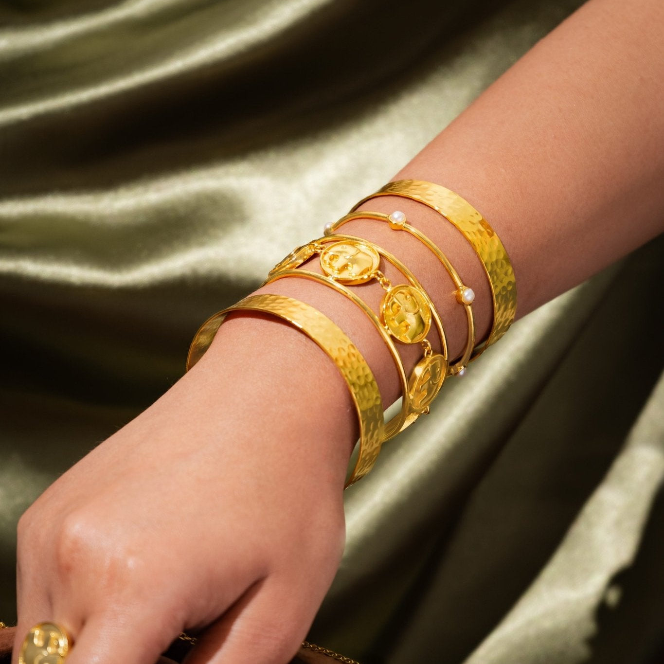 Gajraj Bangles | Premium Brass With 18K Gold Plating – Jewellery on Brown Living™. SKU: NSGB07. Img 1.