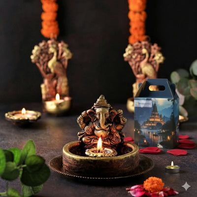 Ganesh Bowl Diya – Traditional Ethnic Decor – Home Decor on Brown Living™. SKU: D32. Img 5.