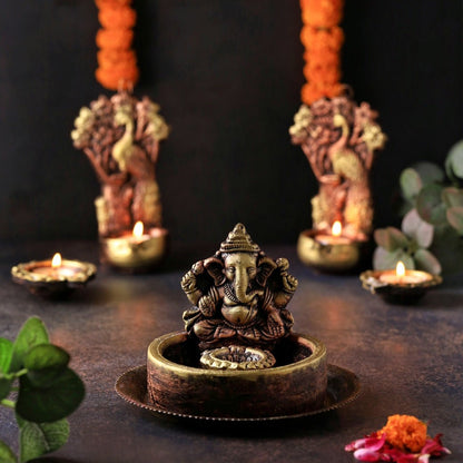 Ganesh Bowl Diya – Traditional Ethnic Decor – Home Decor on Brown Living™. SKU: D32. Img 4.