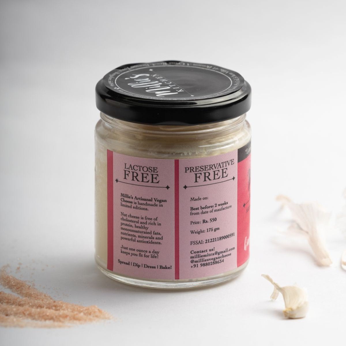 Garlic & Pink Himalayan Salt – Creamy Artisan Spread with Subtle Zest – Jams & Spreads on Brown Living™. SKU: SC05GPS. Img 4.