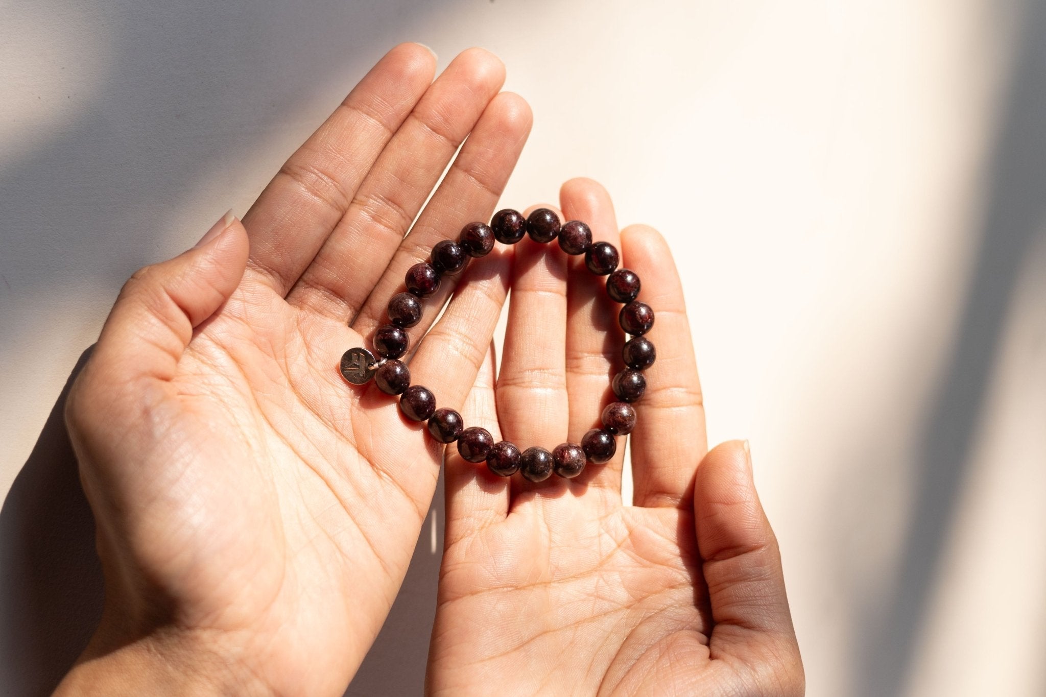 Garnet Bracelet | Handmade Healing Crystal Jewelry – Womens Bracelets by Rā The Studio available on Brown Living™. . SKU: RA - GNT. Img 1.