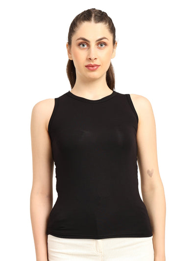 Gen Z Bamboo Tank Top For Women Breathable Casual Top – Womens Top on Brown Living™. SKU: W-TANK-TOP21-BLK-S. Img 1.