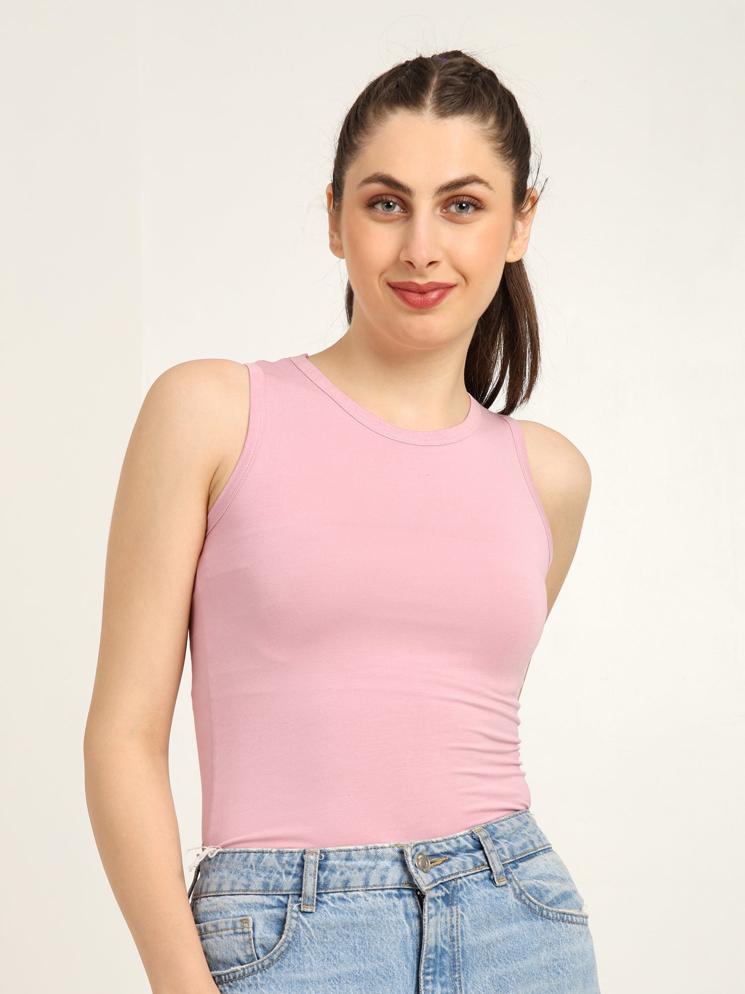 Gen Z Bamboo Tank Top For Women Breathable Casual Top – Womens Top on Brown Living™. SKU: W-TANK-TOP21-CREAM-S. Img 15.
