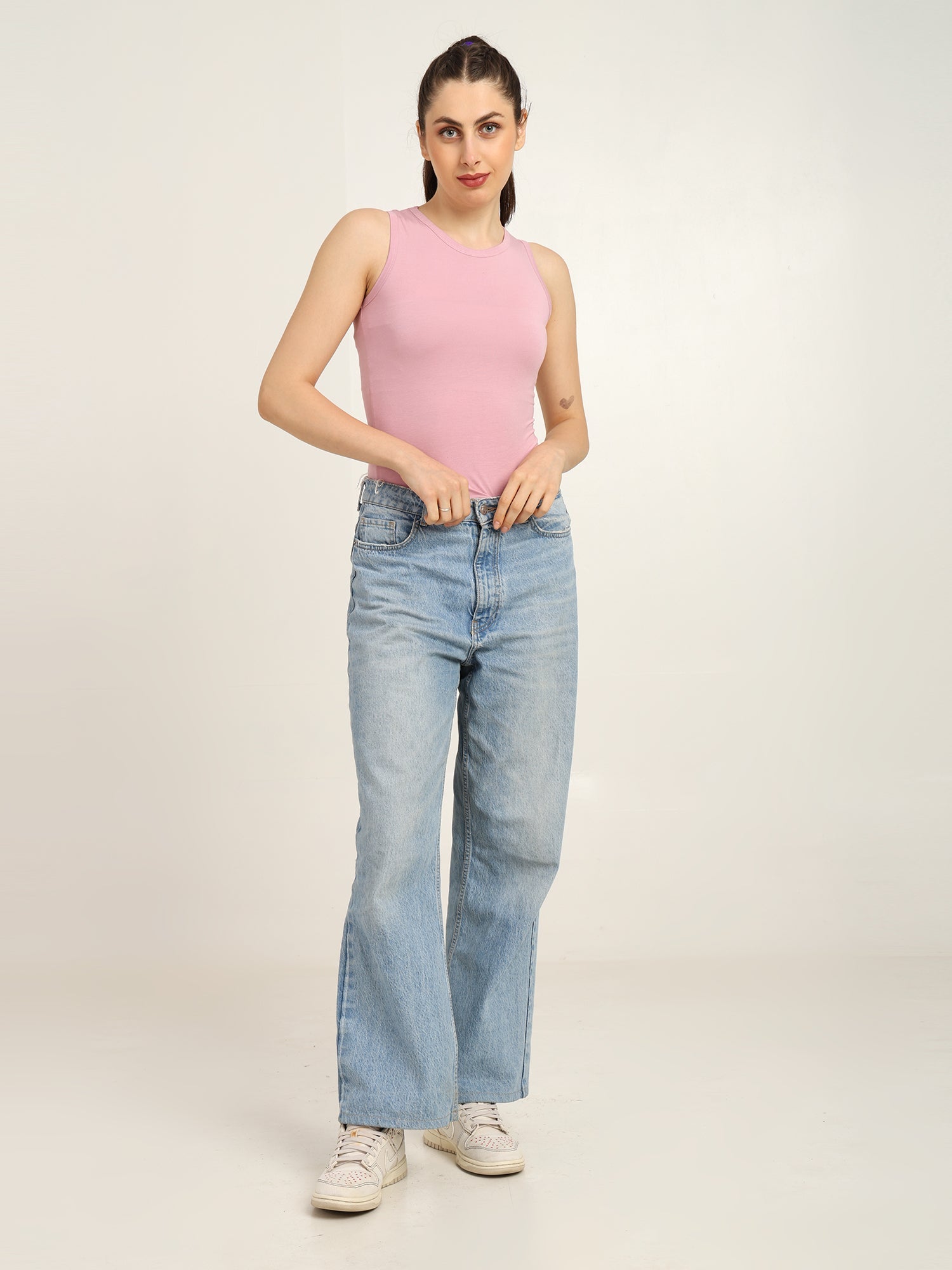 Gen Z Bamboo Tank Top For Women Breathable Casual Top – Womens Top on Brown Living™. SKU: W-TANK-TOP21-CREAM-S. Img 14.