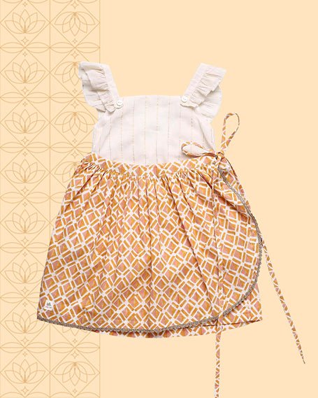 Genda - Infant Onesie with Detachable Lehenga Skirt and Matching Clips | Verified Sustainable Kids Ethnic Sets on Brown Living™