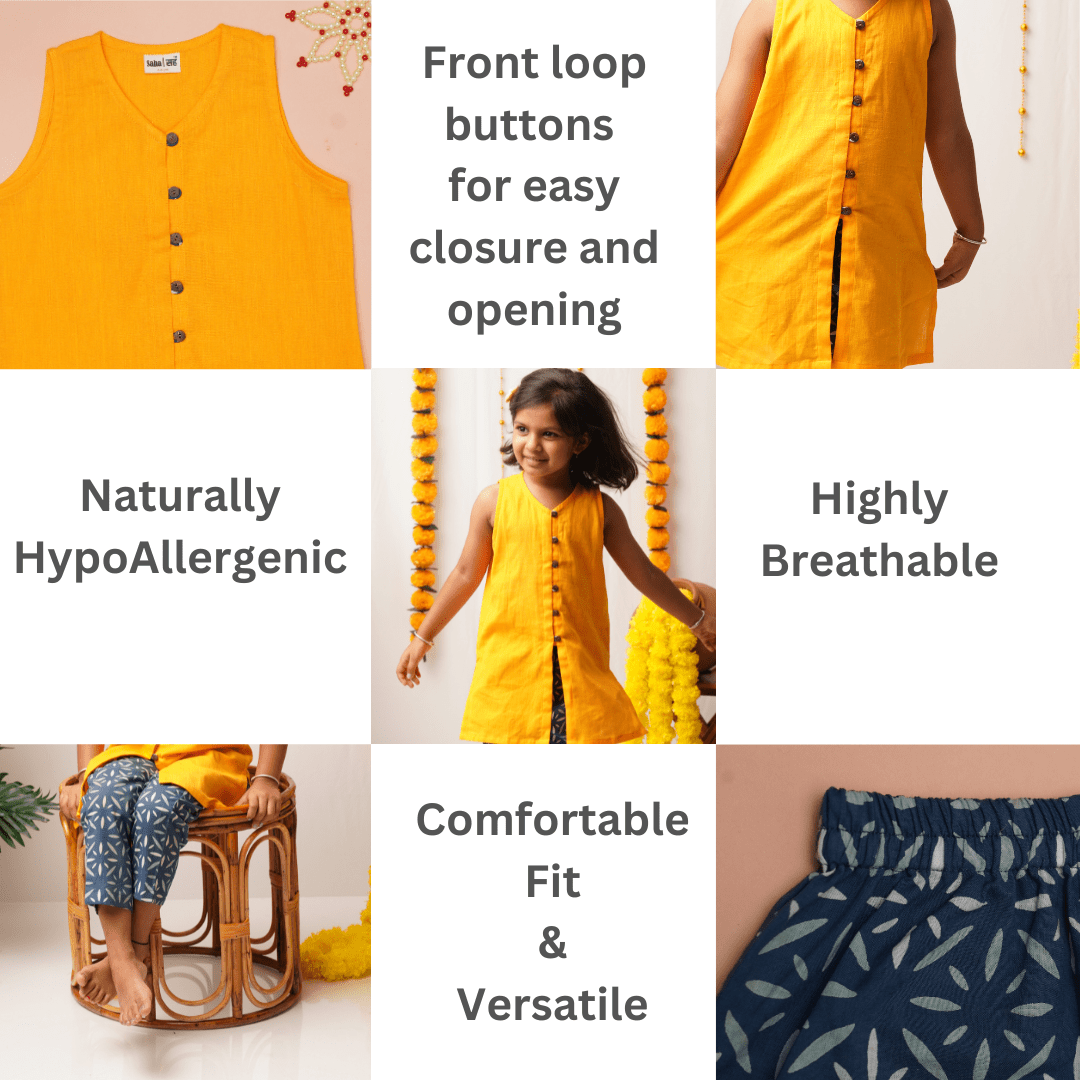 Gendaphool Kurta Pant Set for girls – Kids Ethnic Sets on Brown Living™. SKU: SK-12N. Img 5.