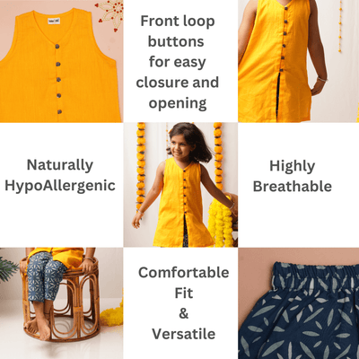 Gendaphool Kurta Pant Set for girls – Kids Ethnic Sets on Brown Living™. SKU: SK-12N. Img 5.