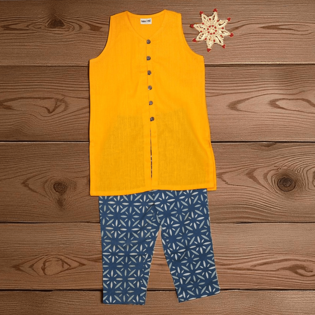 Gendaphool Kurta Pant Set for girls – Kids Ethnic Sets on Brown Living™. SKU: SK-12N. Img 7.