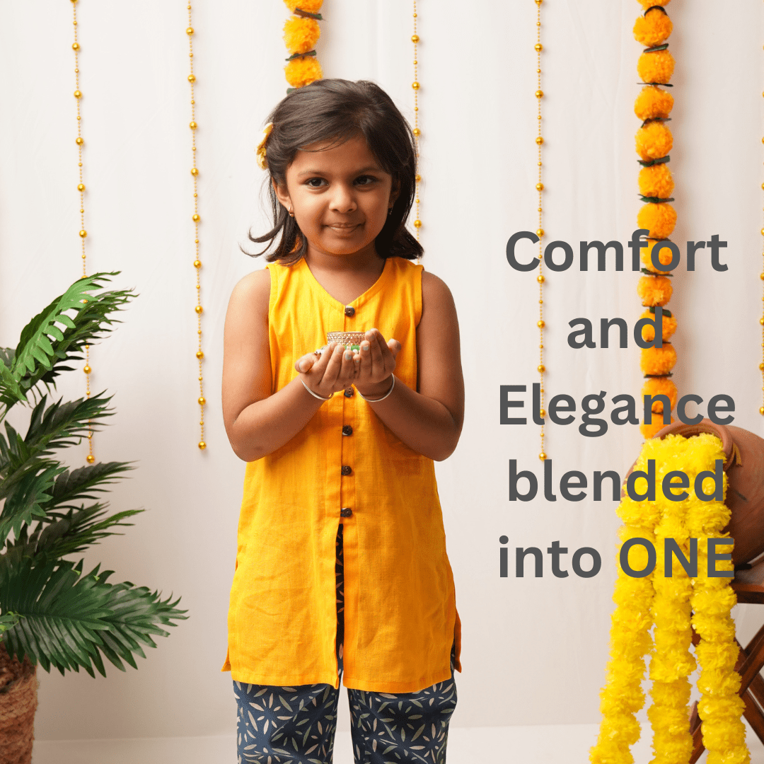 Gendaphool Kurta Pant Set for girls – Kids Ethnic Sets on Brown Living™. SKU: SK-12N. Img 4.