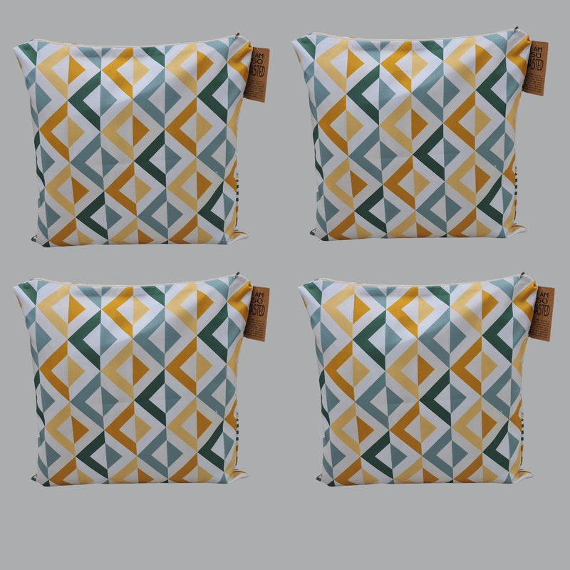 Geometric Triangles - Recycled Polycotton Cushion Covers - Pack of 4 | Verified Sustainable Covers & Inserts on Brown Living™