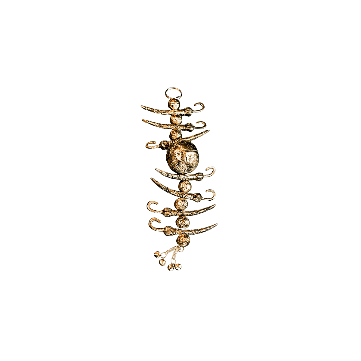 German Silver Nazar Battu | 7 Chillies & 1 Lemon Evil Eye Décor – Religious Items on Brown Living™. SKU: GB - 413. Img 1.