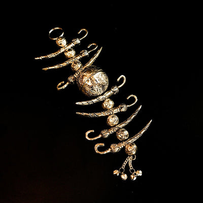 German Silver Nazar Battu | 7 Chillies & 1 Lemon Evil Eye Décor – Religious Items on Brown Living™. SKU: GB - 413. Img 5.