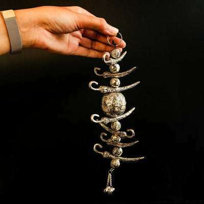 German Silver Nazar Battu | 7 Chillies & 1 Lemon Evil Eye Décor – Religious Items on Brown Living™. SKU: GB - 413. Img 3.