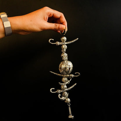 German Silver Nazar Battu | 7 Chillies & 1 Lemon Evil Eye Décor – Religious Items on Brown Living™. SKU: GB - 413. Img 4.