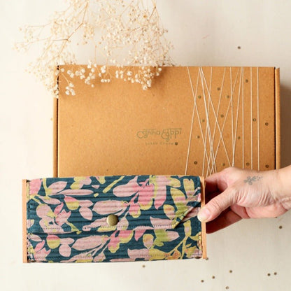 Gift For Her - Floral Blue Mini Clutch Gift Box | Verified Sustainable by Brown Living™