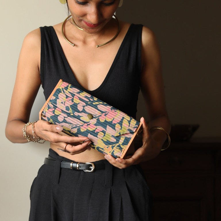 Gift For Her - Floral Blue Mini Clutch Gift Box | Verified Sustainable by Brown Living™