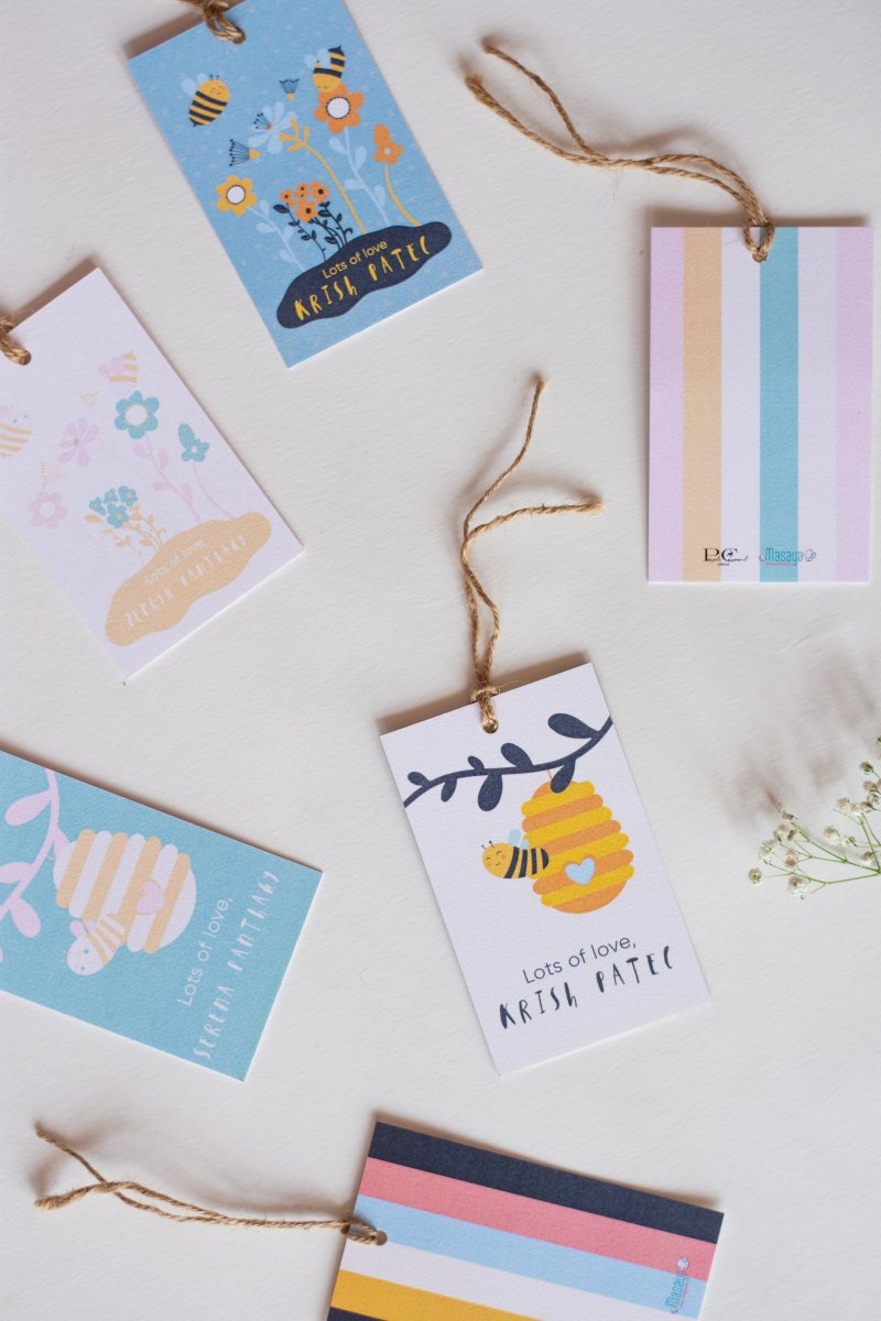 Gift Tags - Bee Yourself | Bright | 350 GSM Double Pasted Texture Paper | Verified Sustainable Gift Tags & Labels on Brown Living™