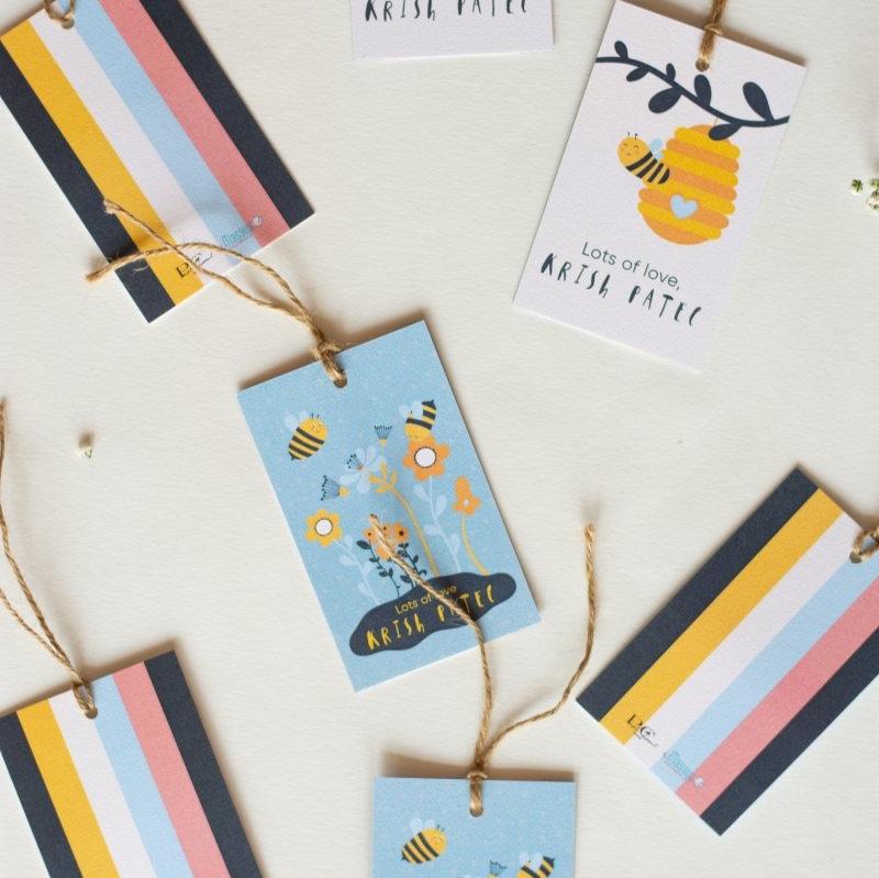 Gift Tags - Bee Yourself | Bright | 350 GSM Double Pasted Texture Paper | Verified Sustainable Gift Tags & Labels on Brown Living™