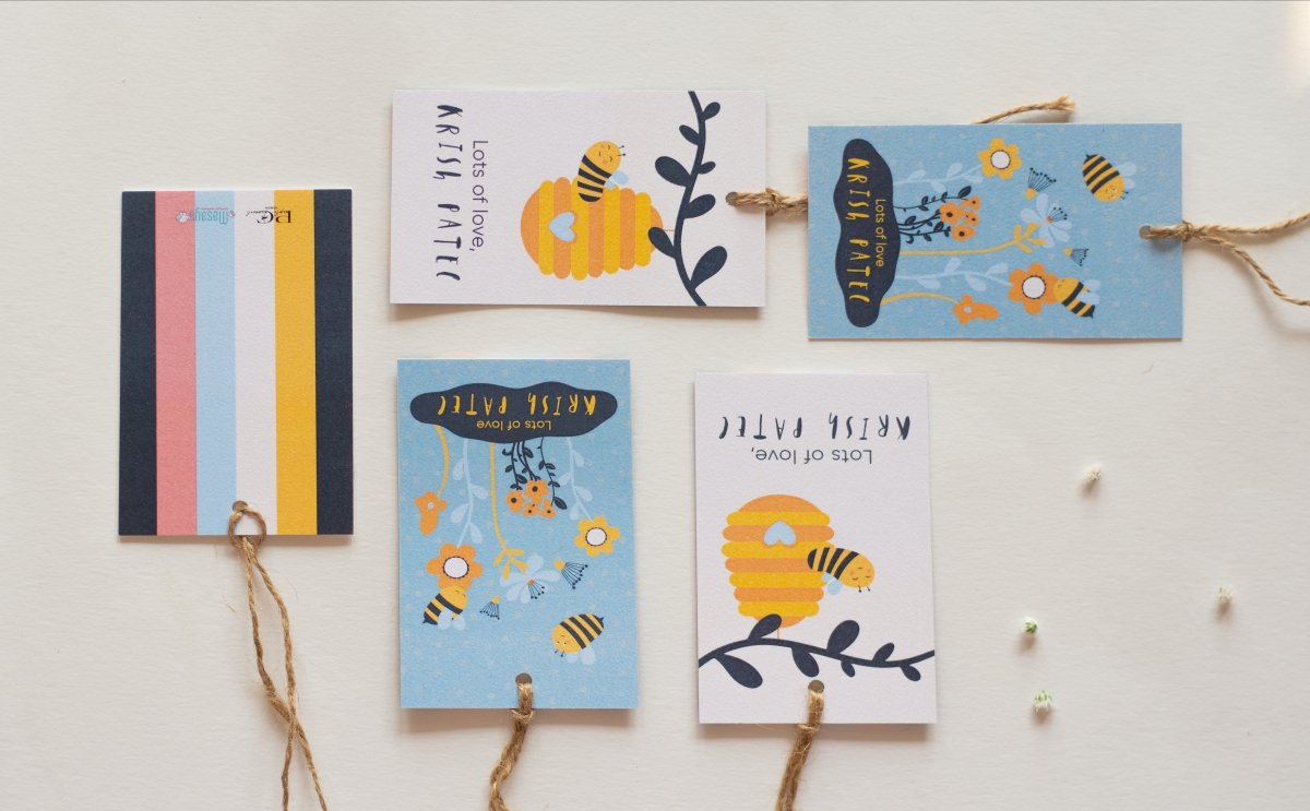 Gift Tags - Bee Yourself | Bright | 350 GSM Double Pasted Texture Paper | Verified Sustainable Gift Tags & Labels on Brown Living™