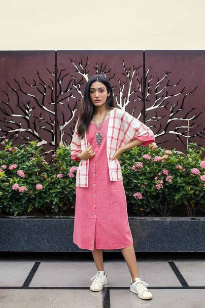 Gingham Cotton Midi Dress & Jacket – Womens Dress on Brown Living™. SKU: ANTGCMDJS. Img 1.